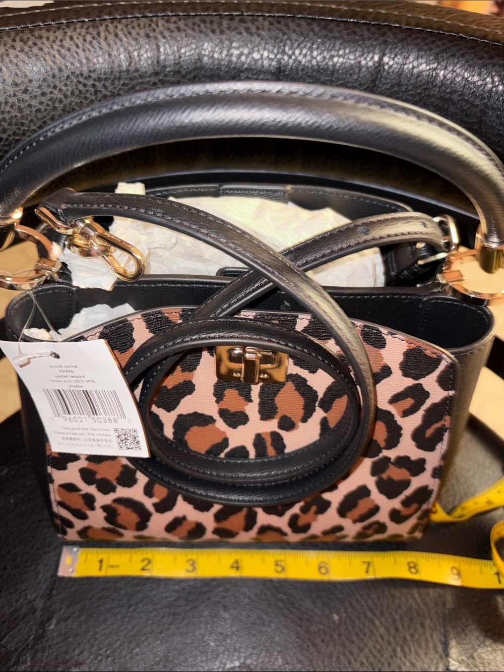 Kate Spade NWT Leopard Print Satchel in Tan & Black - Picture 2 of 3